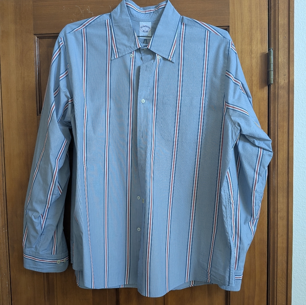Brooks Brothers Blue and Red Striped Button Down Shirt